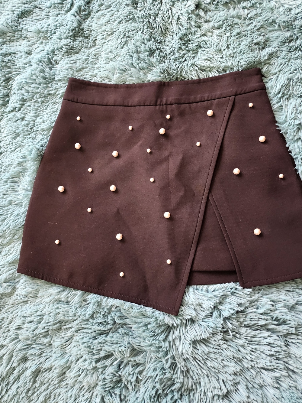 Zara Black Pearl-Embellished Mini Skirt